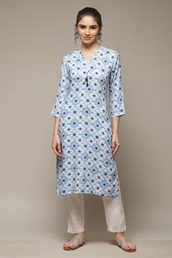 Blue LIVA Straight Kurta image number 1